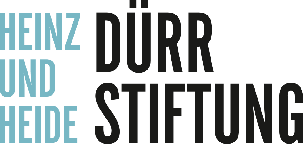 Bild: Logo Dürr Stiftung - Schriftzug Heinz und Heide in Blau, untereinander, daneben Dürr Stiftung in Schwarz, untereinander